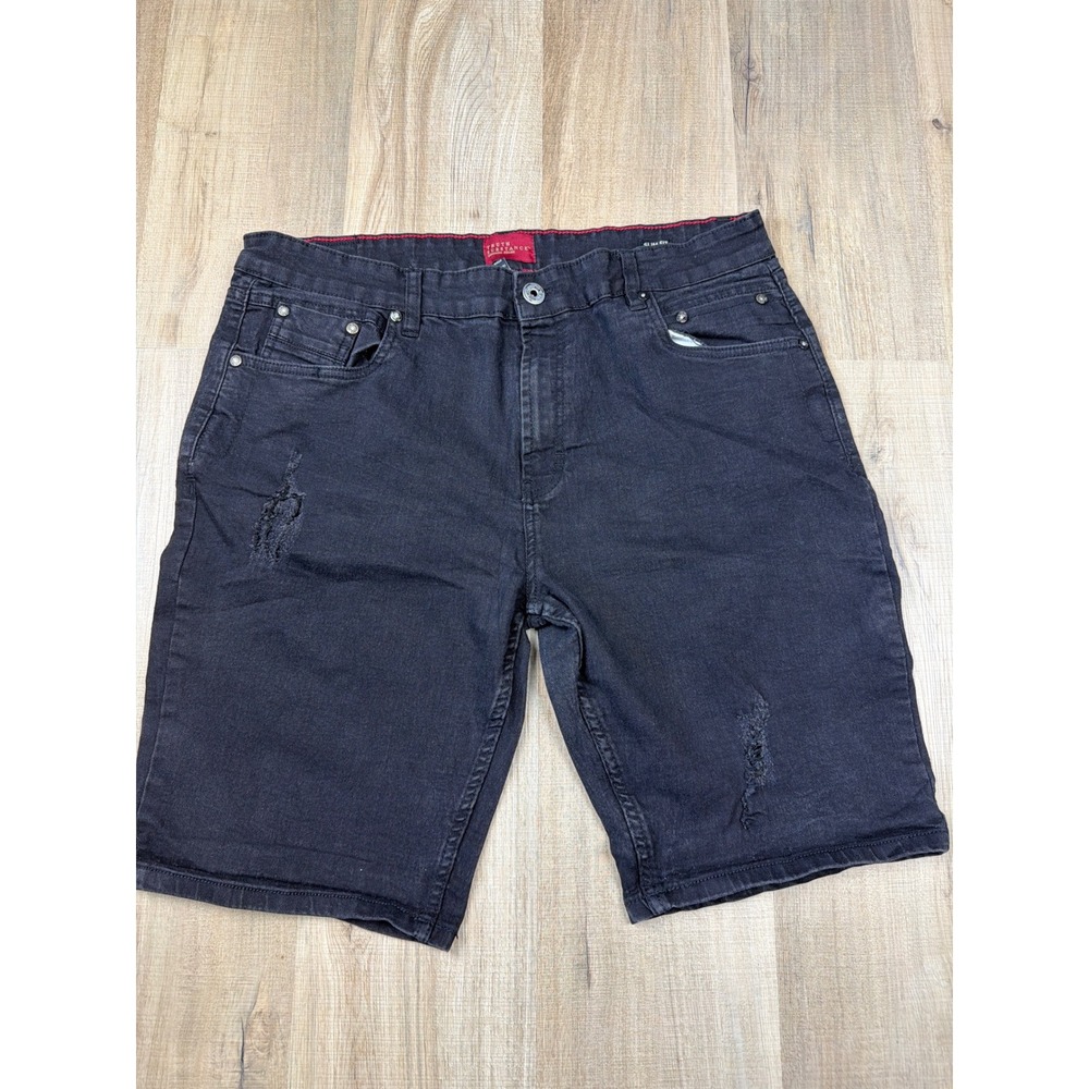 Truth Substance Common Sense Mens Black Distressed Denim Shorts Slim Fit Size 38
